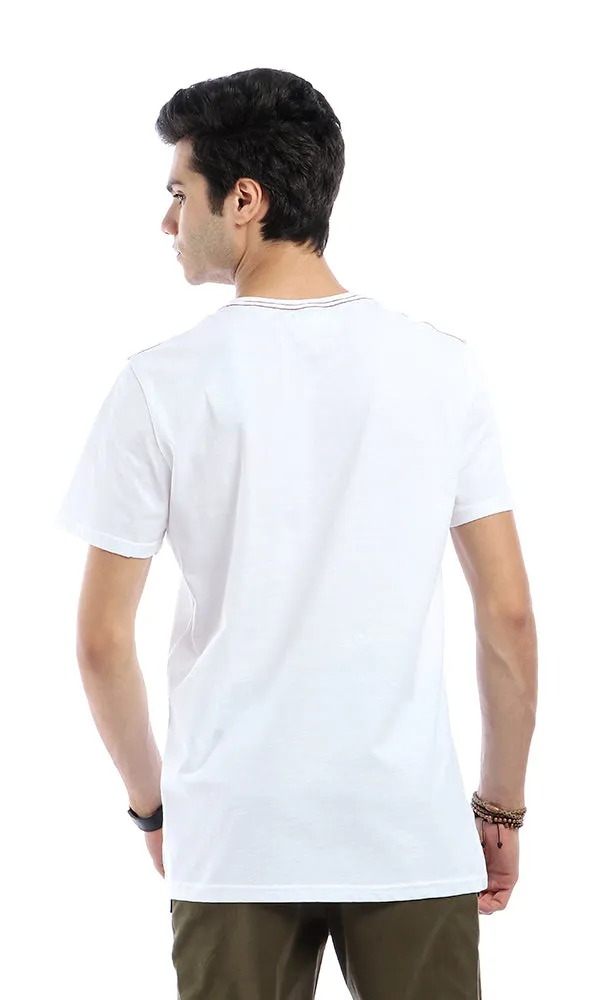 53056 Brooklyn Printed Round Neck Slip On White T-shirt