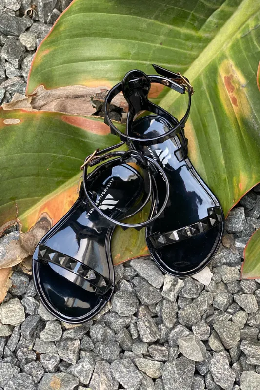 Aria Kid's Black Sandals
