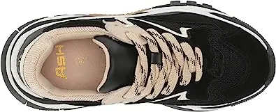 Ash Addict Black Pristine Eggnug Patterned Lace Up Chunky Fashion Sneakers