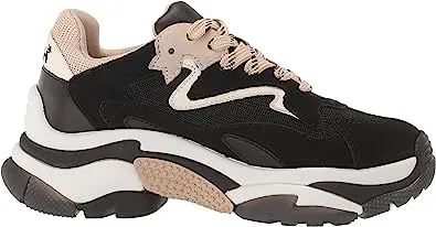 Ash Addict Black Pristine Eggnug Patterned Lace Up Chunky Fashion Sneakers