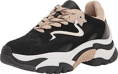 Ash Addict Black Pristine Eggnug Patterned Lace Up Chunky Fashion Sneakers