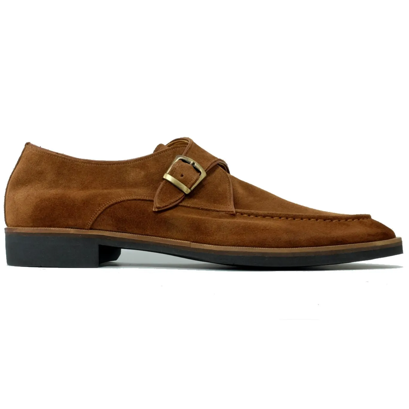 Basel Suede Monk Strap Dress Shoe in Cognac by Alan Payne Footwear