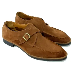 Basel Suede Monk Strap Dress Shoe in Cognac by Alan Payne Footwear