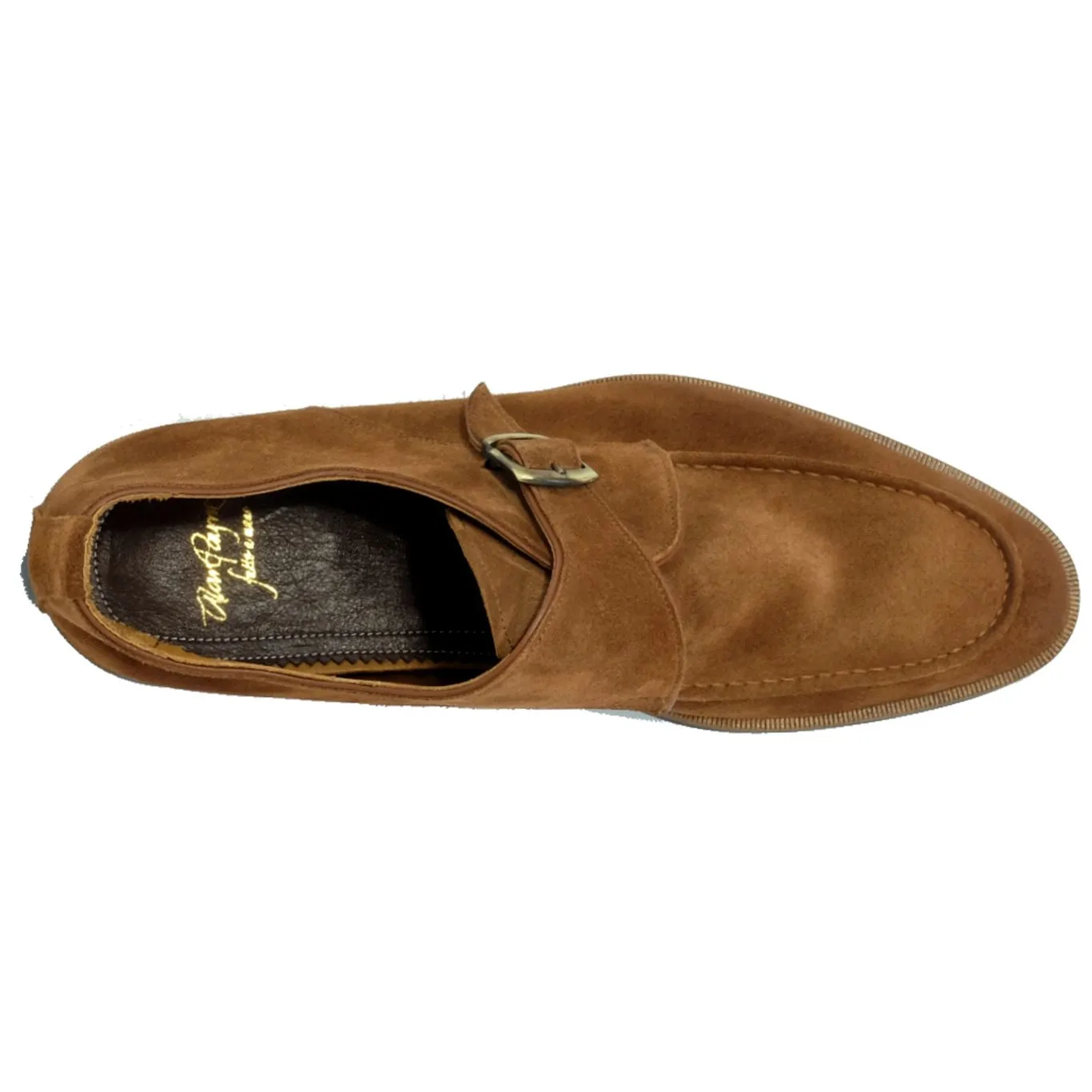 Basel Suede Monk Strap Dress Shoe in Cognac by Alan Payne Footwear