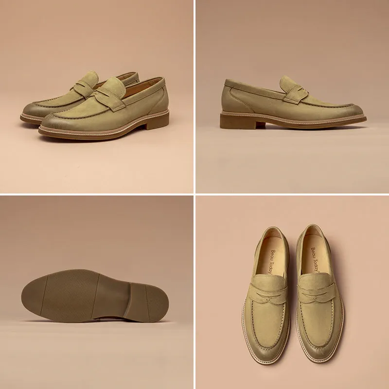 BeauToday Classic Leather Penny Loafers for Men