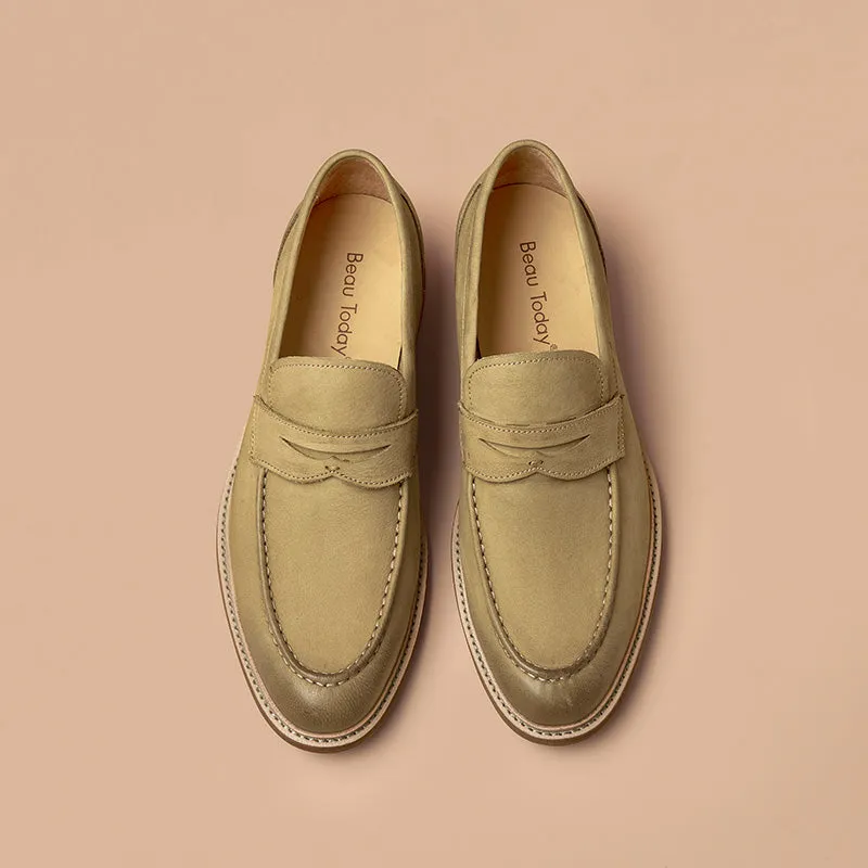BeauToday Classic Leather Penny Loafers for Men