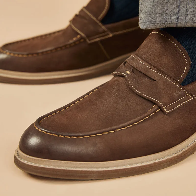 BeauToday Classic Leather Penny Loafers for Men