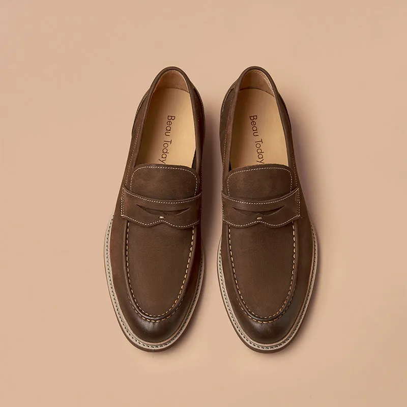 BeauToday Classic Leather Penny Loafers for Men
