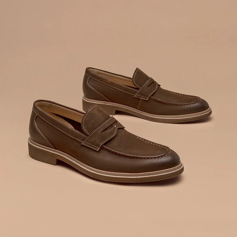 BeauToday Classic Leather Penny Loafers for Men