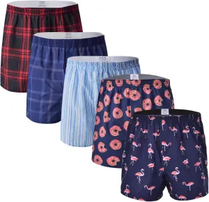 Boxers for Men Pack Woven Relaxed Fit Big Tartan Moisture Wicking Assorted Color Value Multipacks