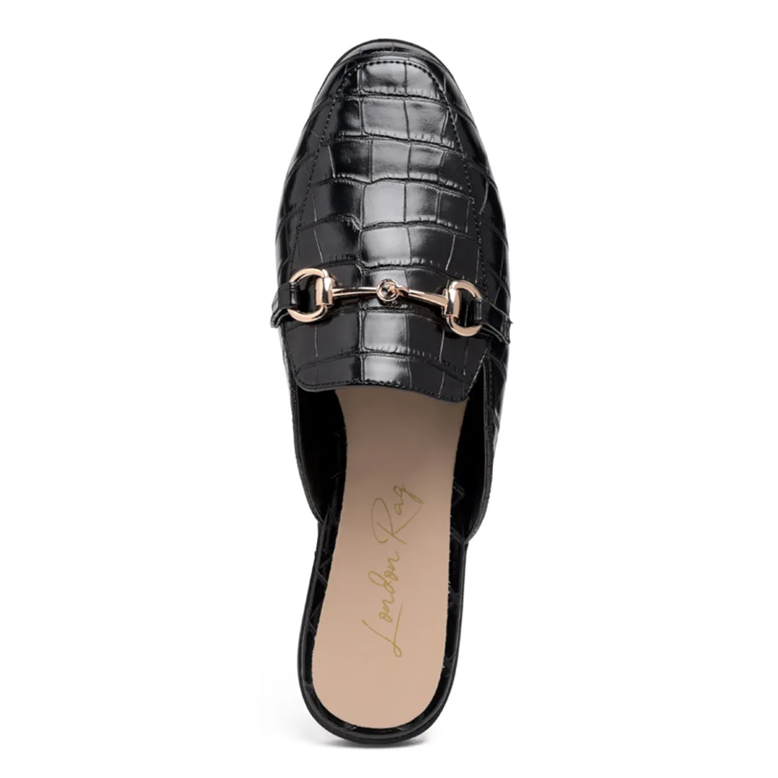 Buckled croc Mules in Black