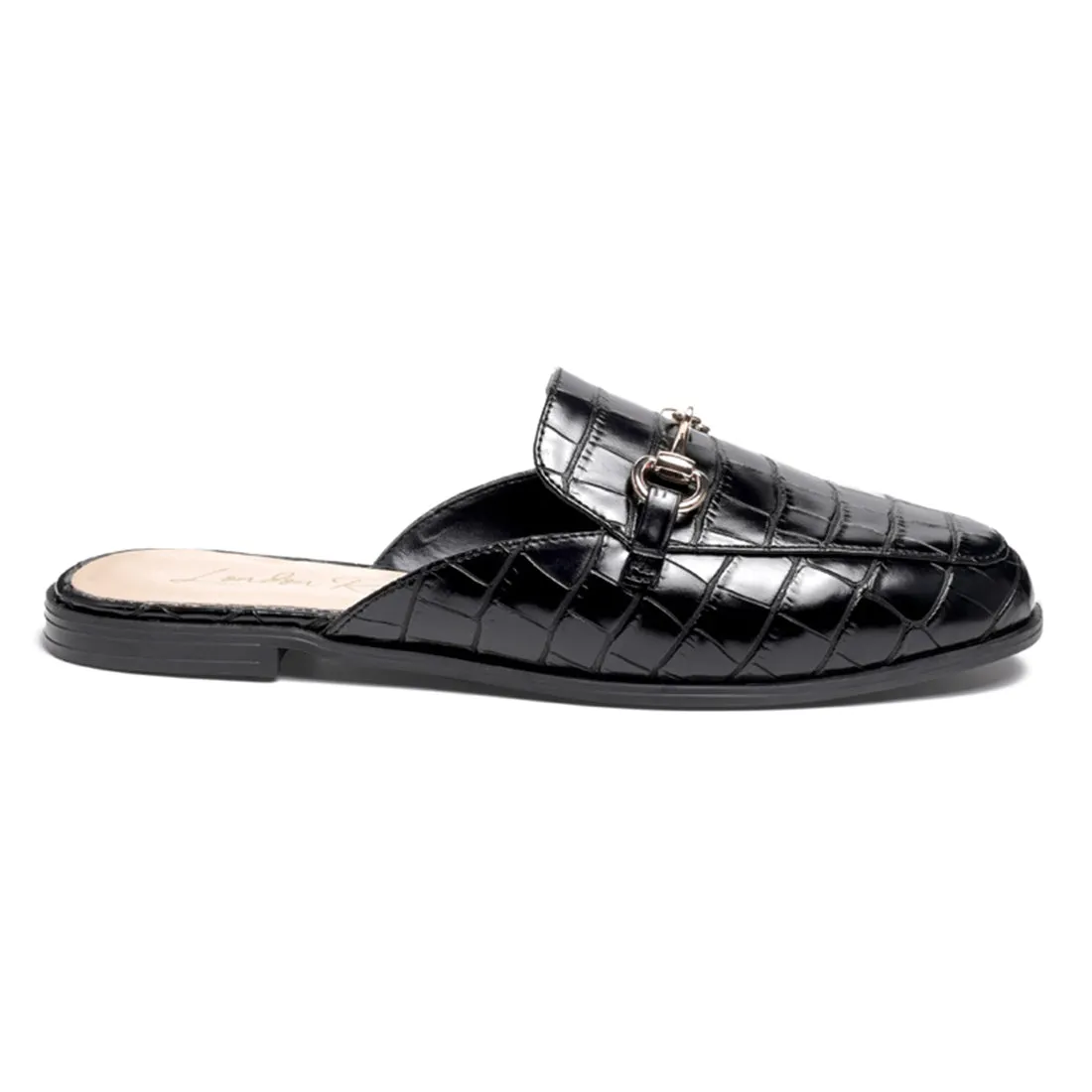 Buckled croc Mules in Black