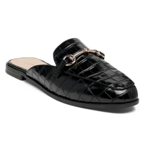 Buckled croc Mules in Black