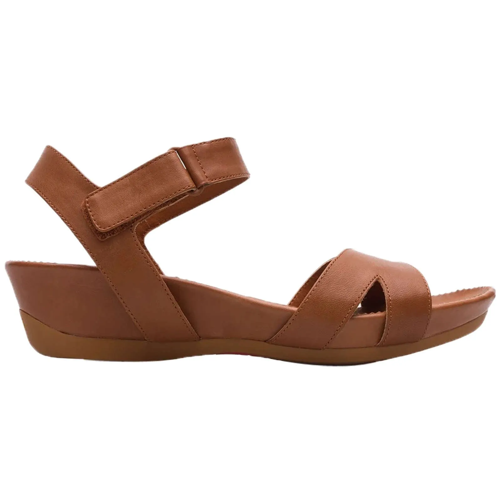 Camper Micro Calfskin Leather Women's Wedge Heel Sandals