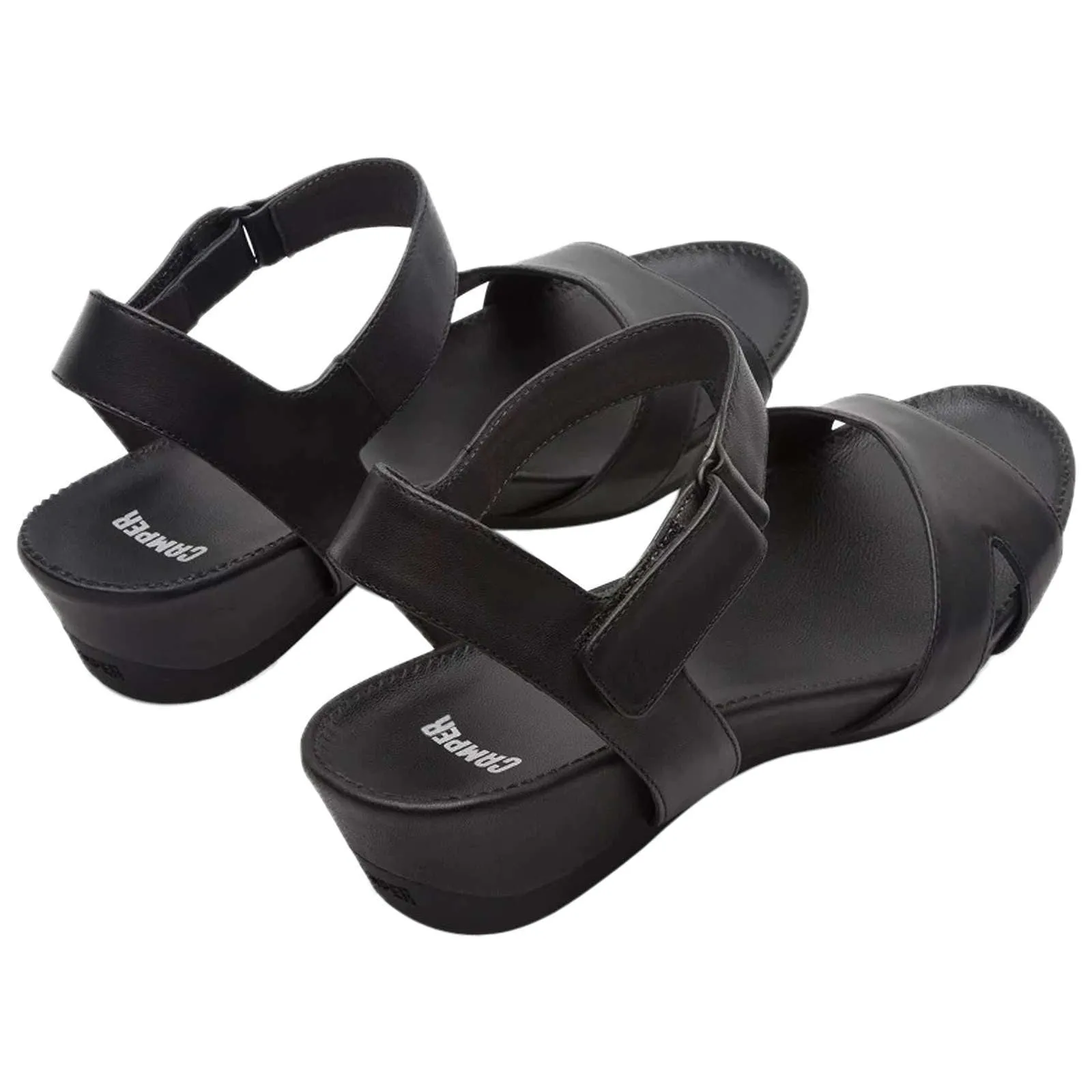 Camper Micro Calfskin Leather Women's Wedge Heel Sandals