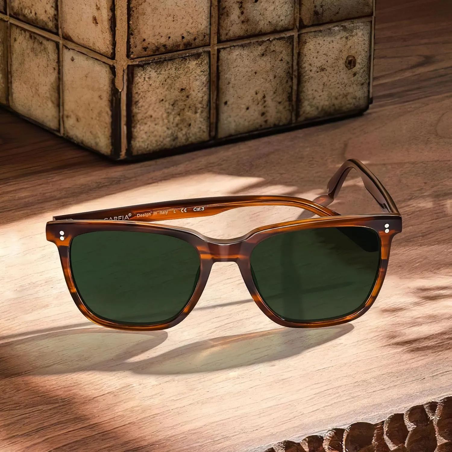 CARFIA Retro Acetate Polarized Sunglasses for Men UV400 Protection Driving Outdoor Anti-Glare Sun Glasses CA5354WS