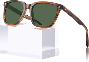 CARFIA Retro Acetate Polarized Sunglasses for Men UV400 Protection Driving Outdoor Anti-Glare Sun Glasses CA5354WS