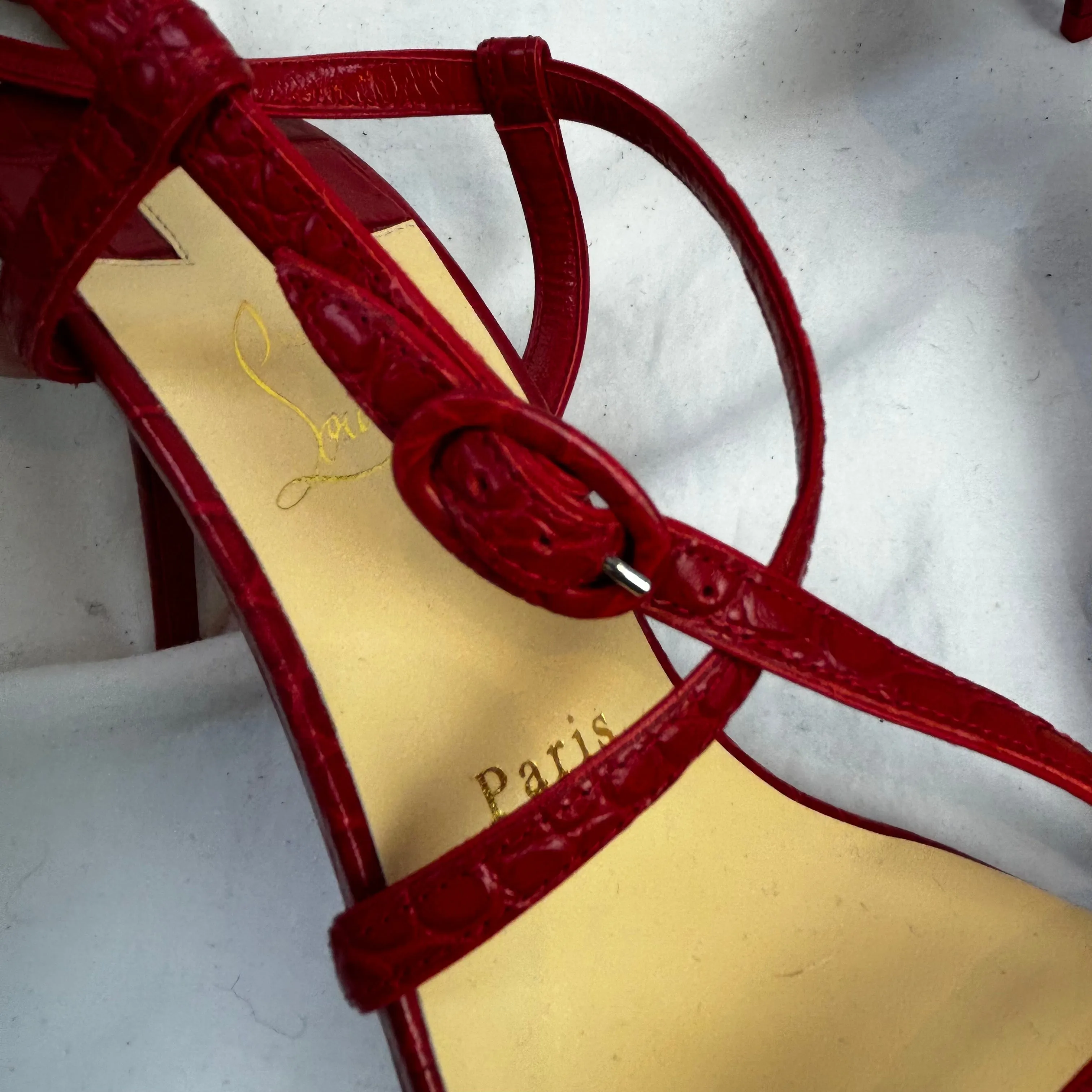 Christian Louboutin £595 Brand New Red Selima 85 Strappy Sandals 38