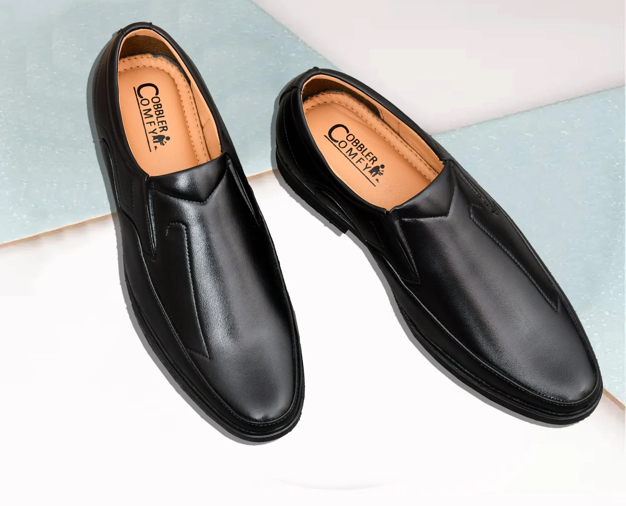 Classic Slip-ons For Men with Triangular Stitch Pattern | Black