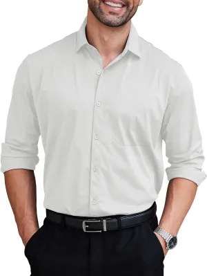COOFANDY Mens Dress Shirts Long Sleeve Wrinkle Free Shirt Textured Business Casual Button Down Shirt