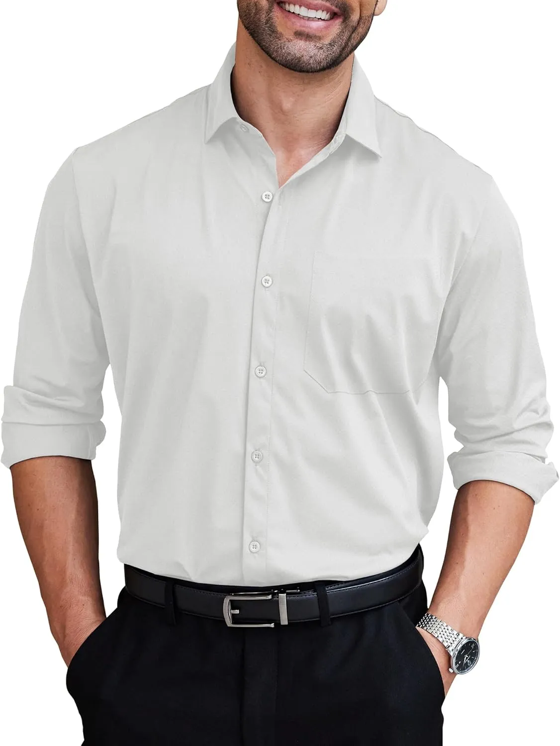 COOFANDY Mens Dress Shirts Long Sleeve Wrinkle Free Shirt Textured Business Casual Button Down Shirt