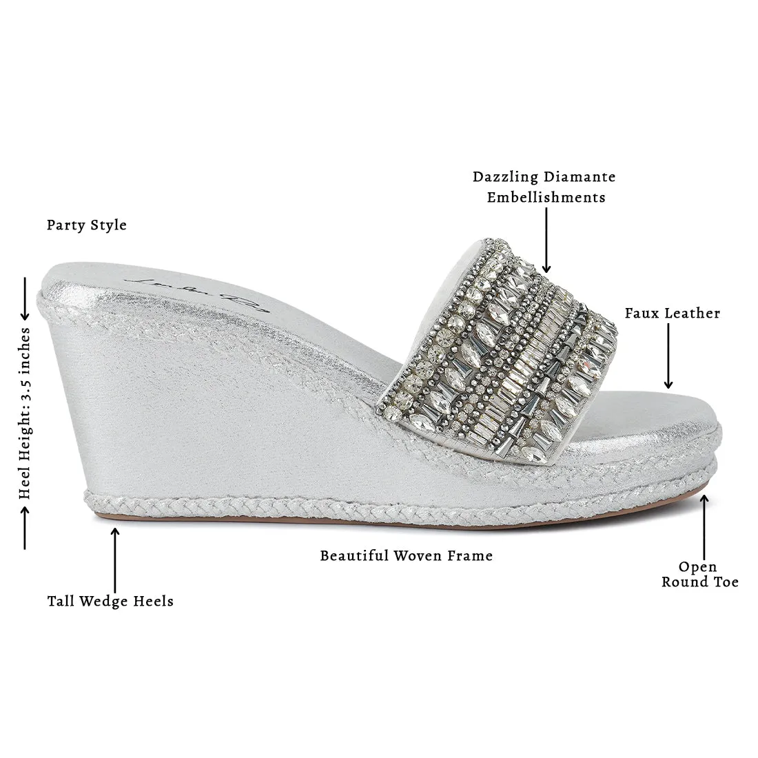 Diamante Embellished Wedge Sandals