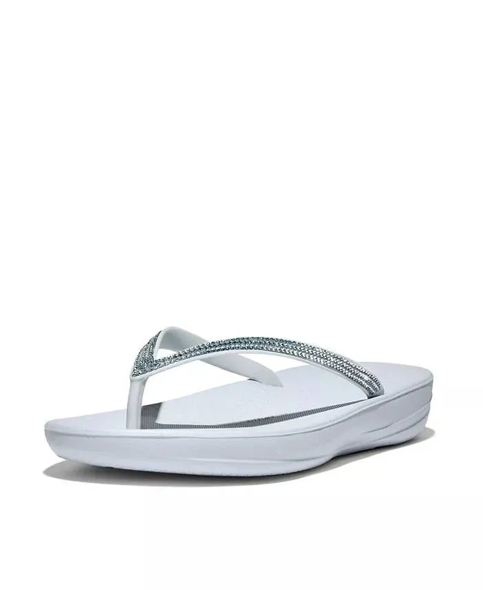 FitFlop Womens Iqushion Ombre Sparkle Flip Flops Seafoam Blue