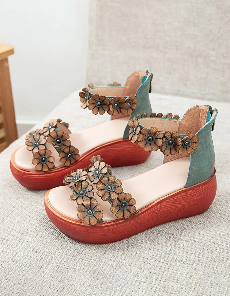 Handmade Leather Flower Summer Sandals