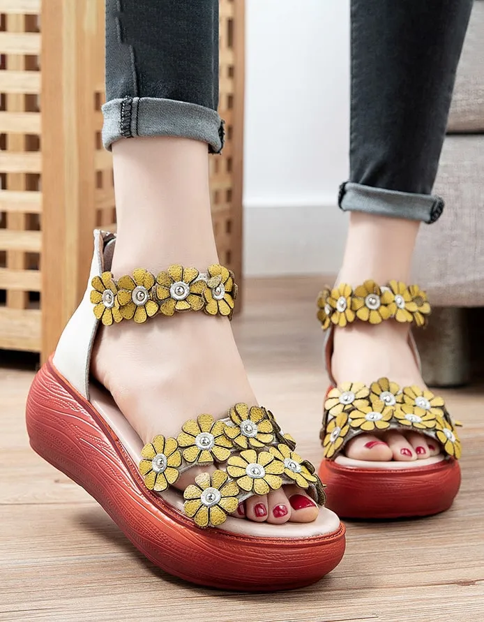 Handmade Leather Flower Summer Sandals