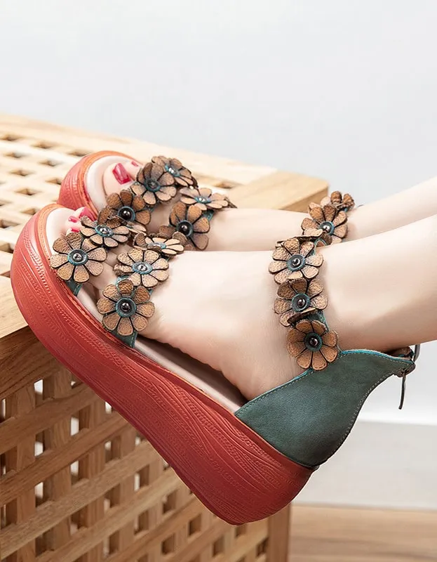 Handmade Leather Flower Summer Sandals