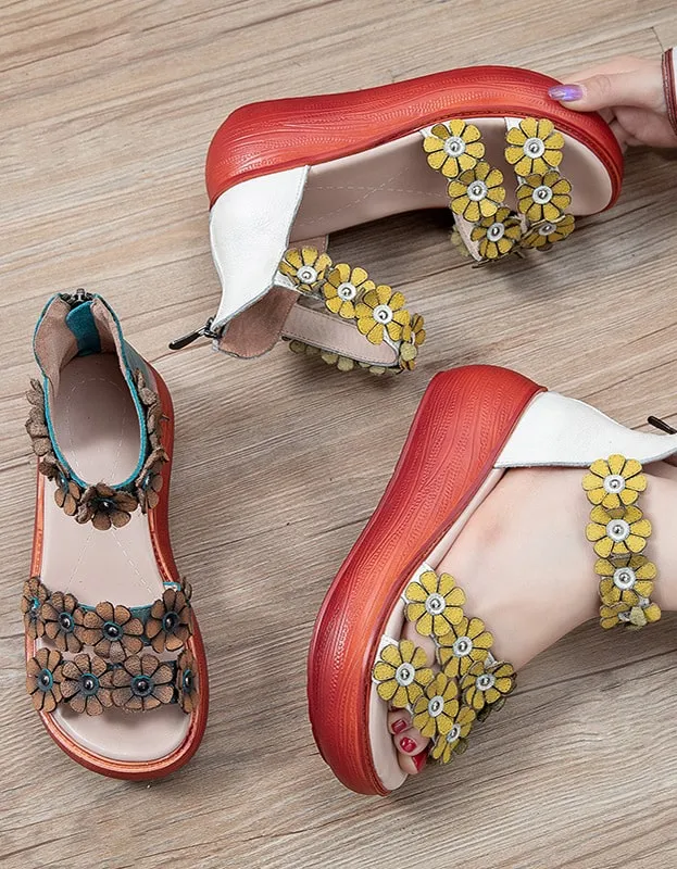 Handmade Leather Flower Summer Sandals