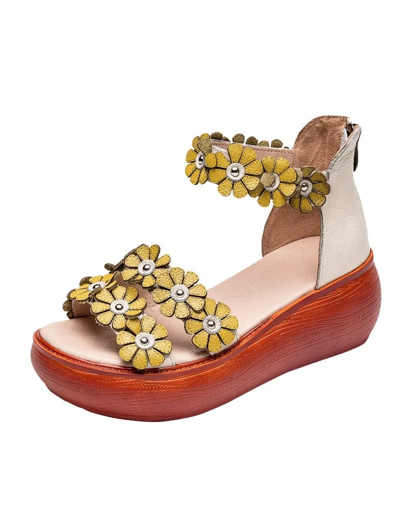 Handmade Leather Flower Summer Sandals