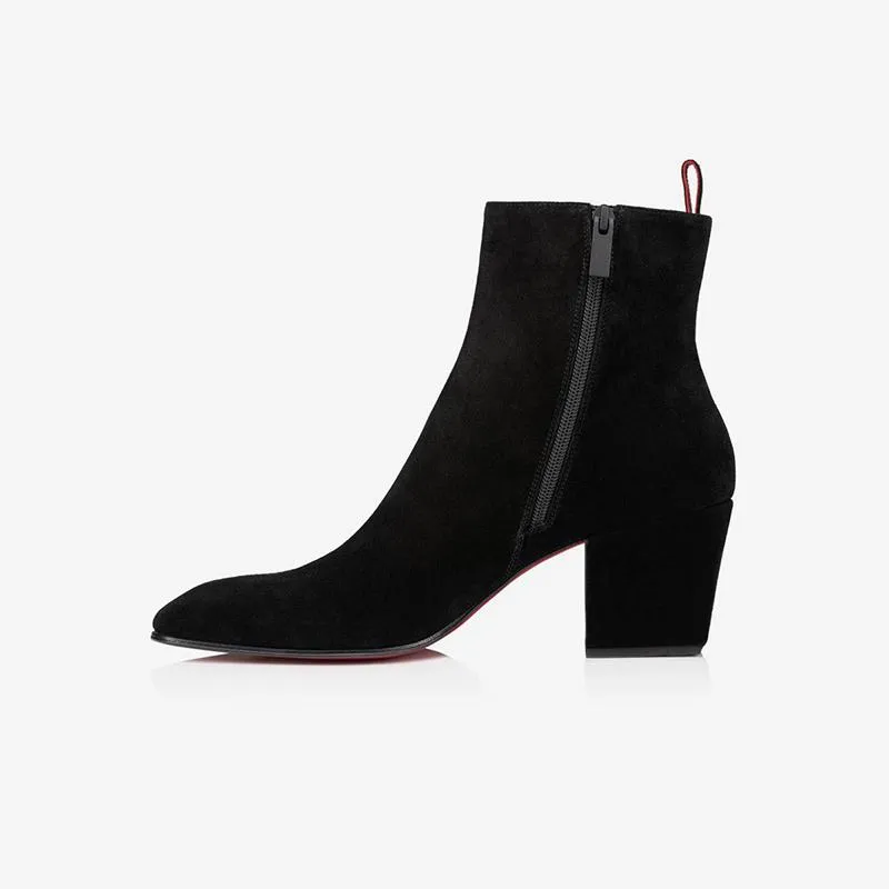 High Heel Black Suede Boots