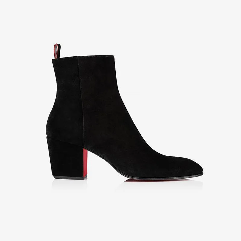 High Heel Black Suede Boots