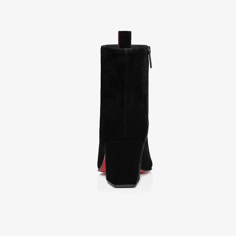 High Heel Black Suede Boots