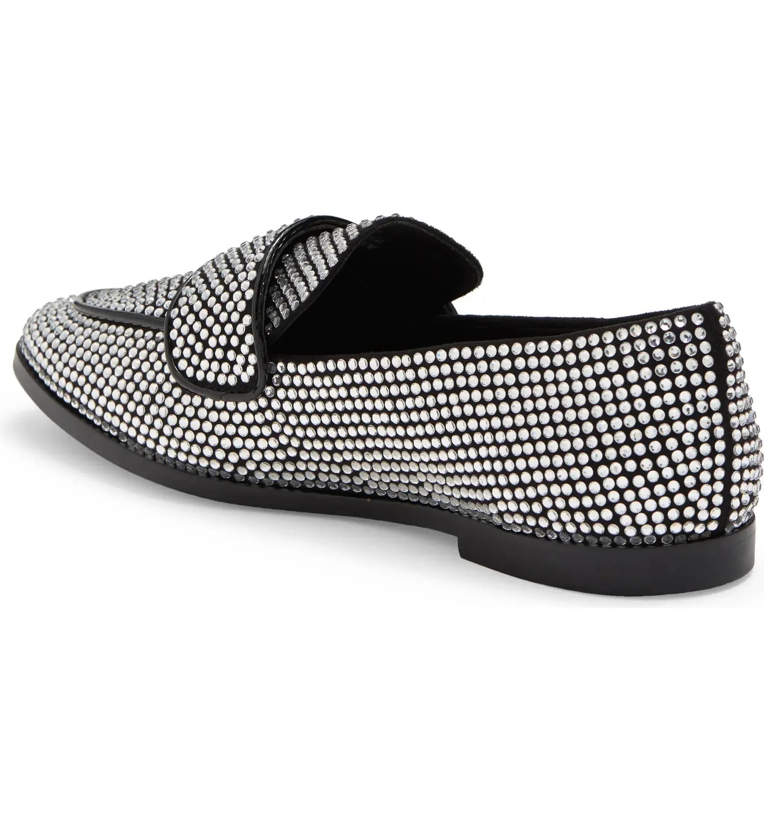 Jeffrey Campbell Velvit-JL Black Clear Fashion Slip On Rhinestone Flat Loafers
