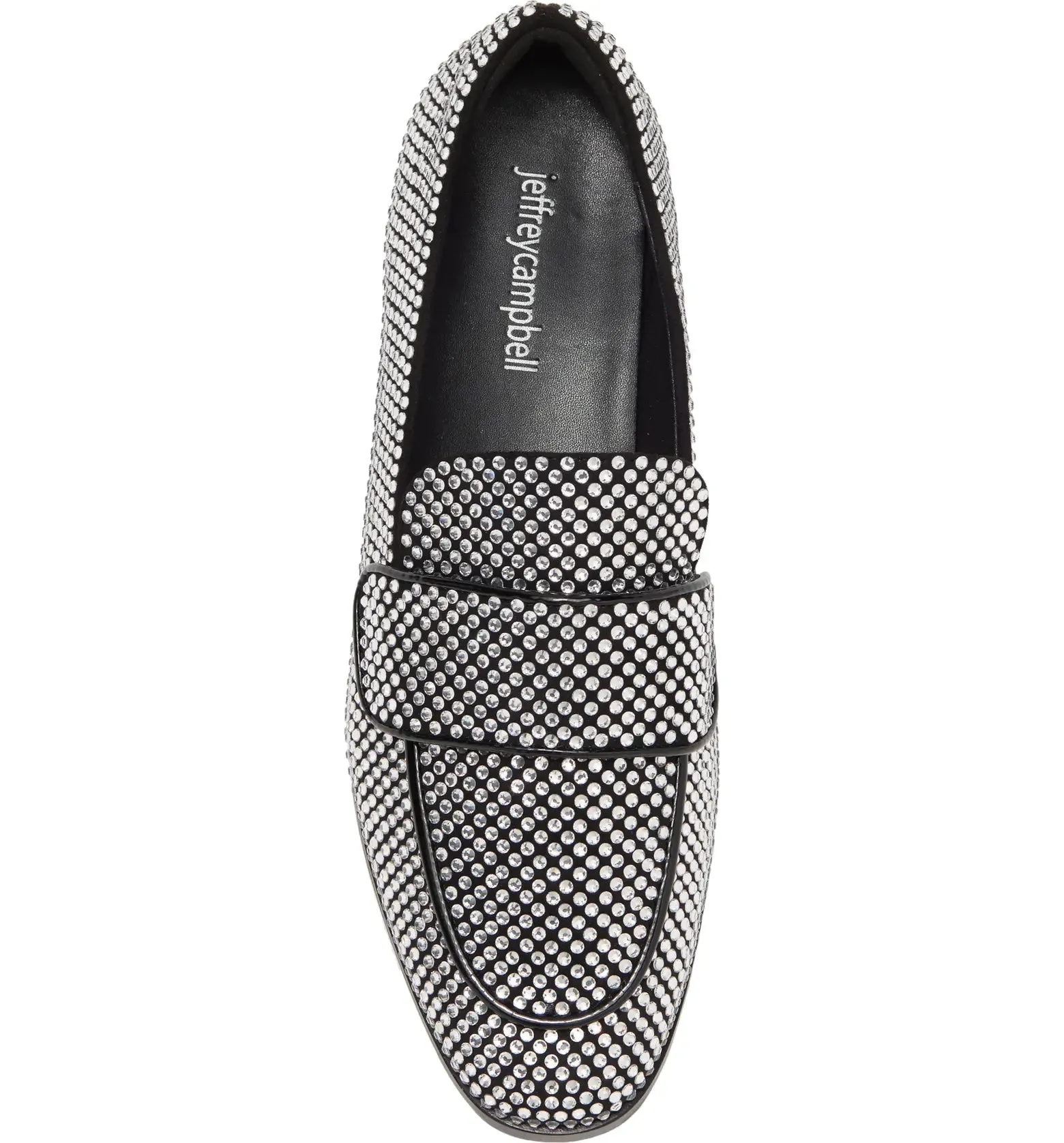 Jeffrey Campbell Velvit-JL Black Clear Fashion Slip On Rhinestone Flat Loafers