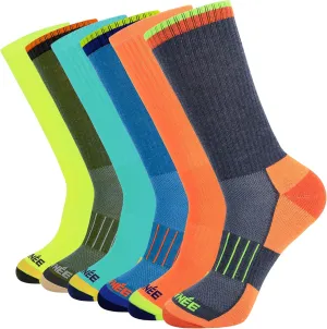 JOYN??E Mens Athletic Crew Cushion Socks for Running and Workout 6 Pack,Multicolor,Sock Size:10-13