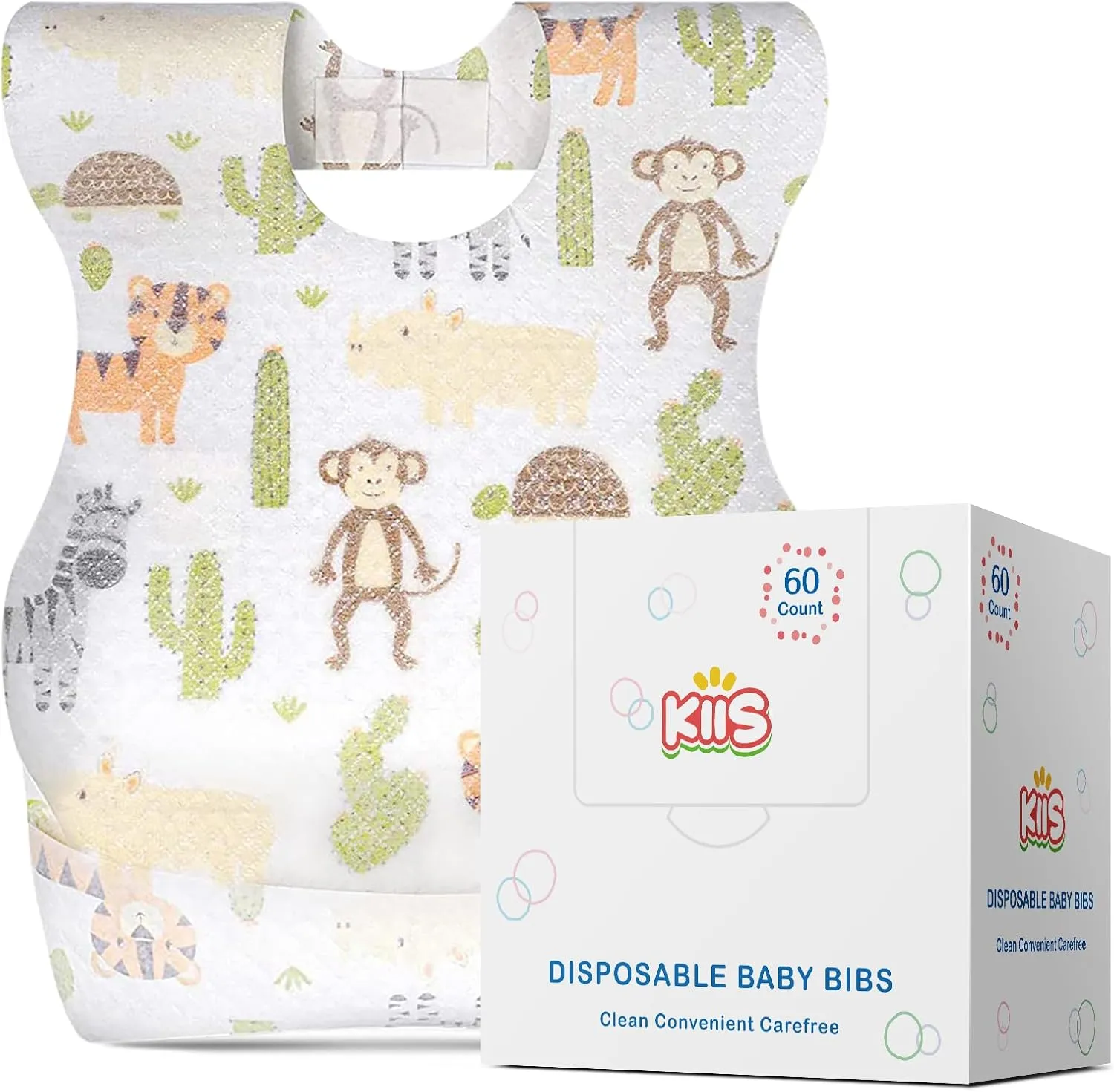KIIS Disposable Baby Bibs for Baby Boys and Girls - Individually Packaged - Hygienic, Soft and Leakproof