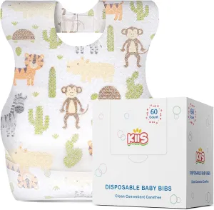 KIIS Disposable Baby Bibs for Baby Boys and Girls - Individually Packaged - Hygienic, Soft and Leakproof