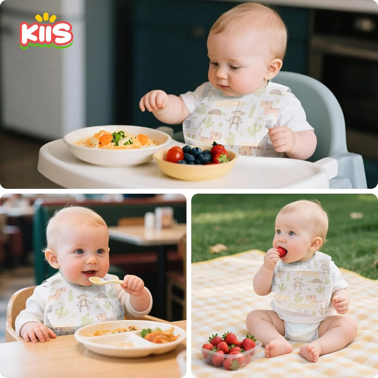 KIIS Disposable Baby Bibs for Baby Boys and Girls - Individually Packaged - Hygienic, Soft and Leakproof