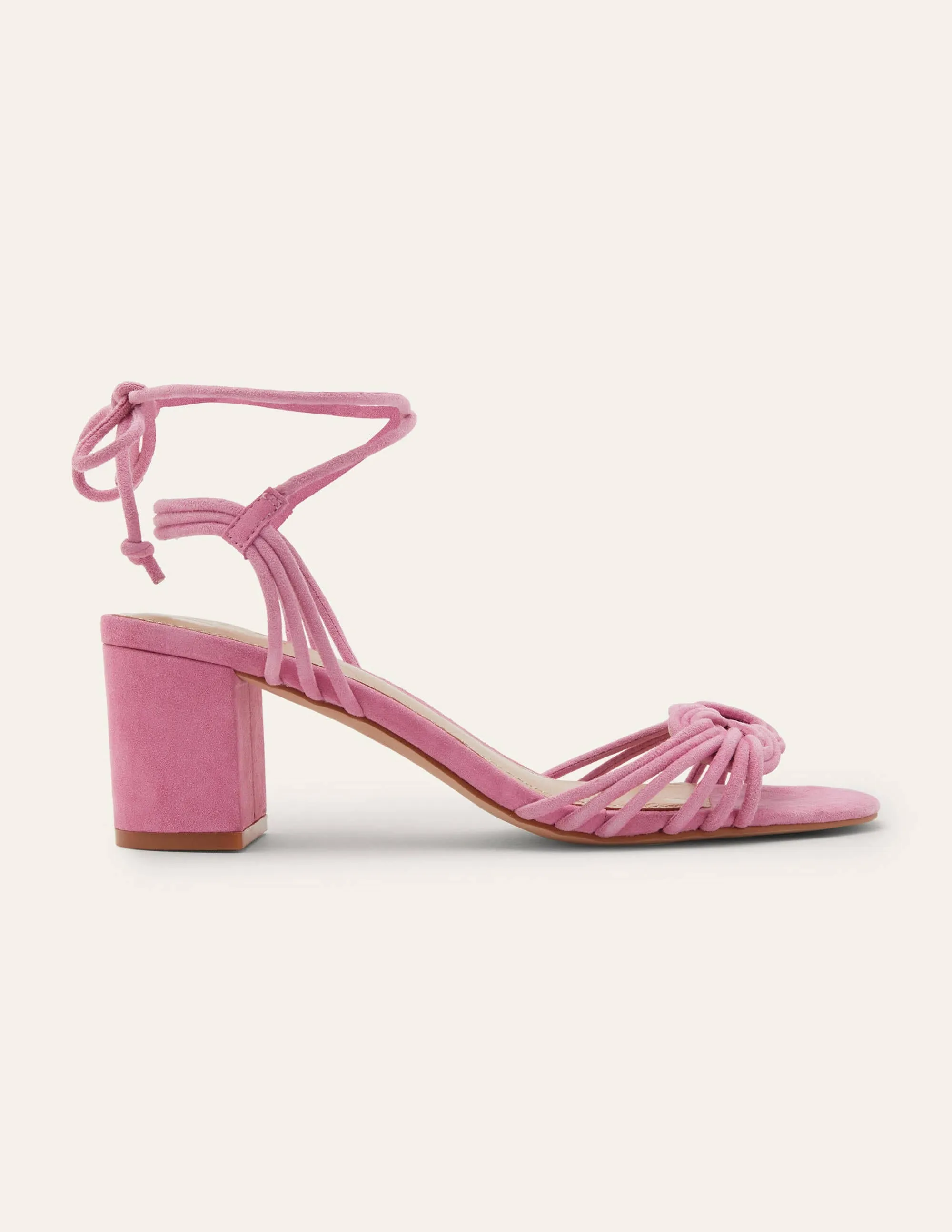 Knot Detail Heel Sandals-Sachet Pink