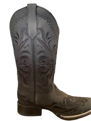 LD Black Embroidery SQ Toe Cowboy boot