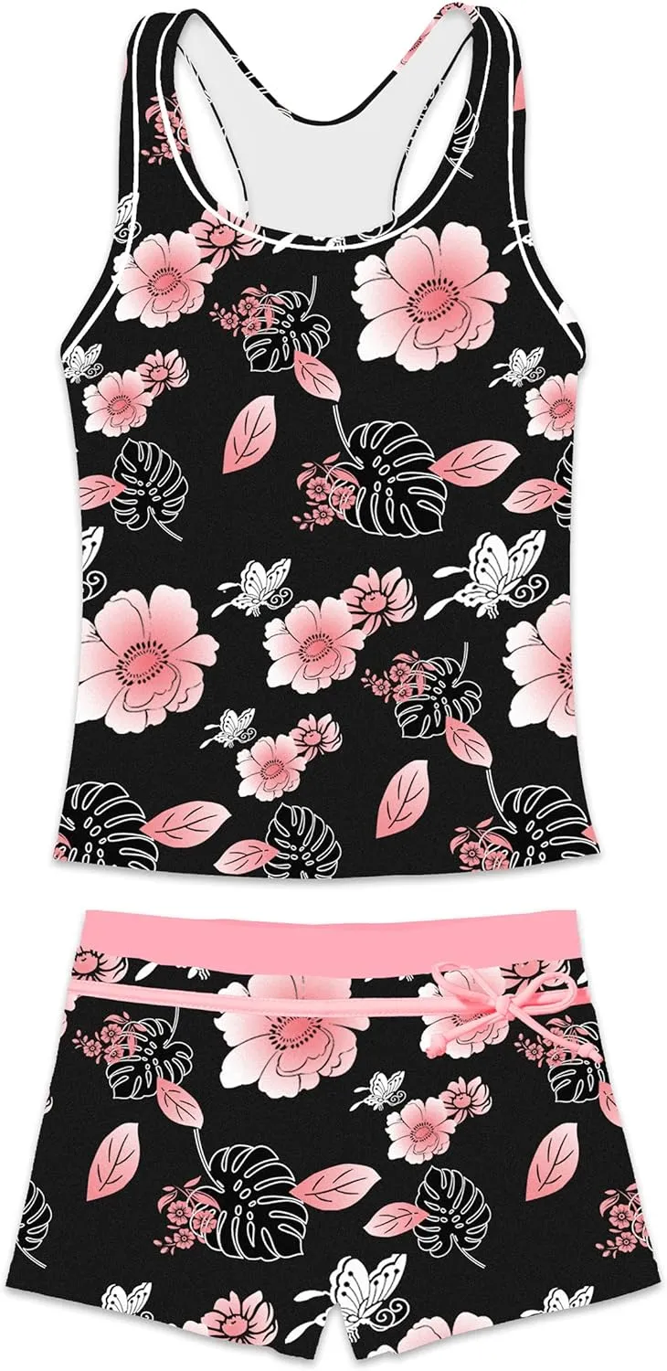Little Girls' Summer Swimwear Two Piece Boyshort Tankini Kids Swimsuit
