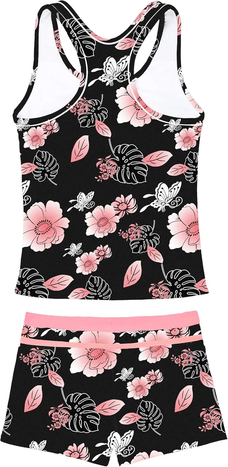 Little Girls' Summer Swimwear Two Piece Boyshort Tankini Kids Swimsuit