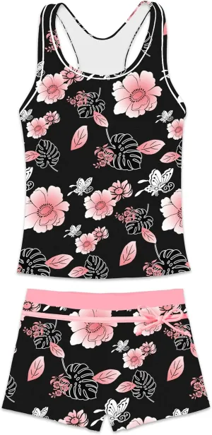 Little Girls' Summer Swimwear Two Piece Boyshort Tankini Kids Swimsuit
