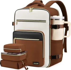 LOVEVOOK Travel Backpack For Women,50L Carry On Backpack Flight Approved,TSA Personal Item Travel Bag Fits 18 Inch Laptop,Business Weekender Overnight Daypack with Toiletry Bag and Cubes