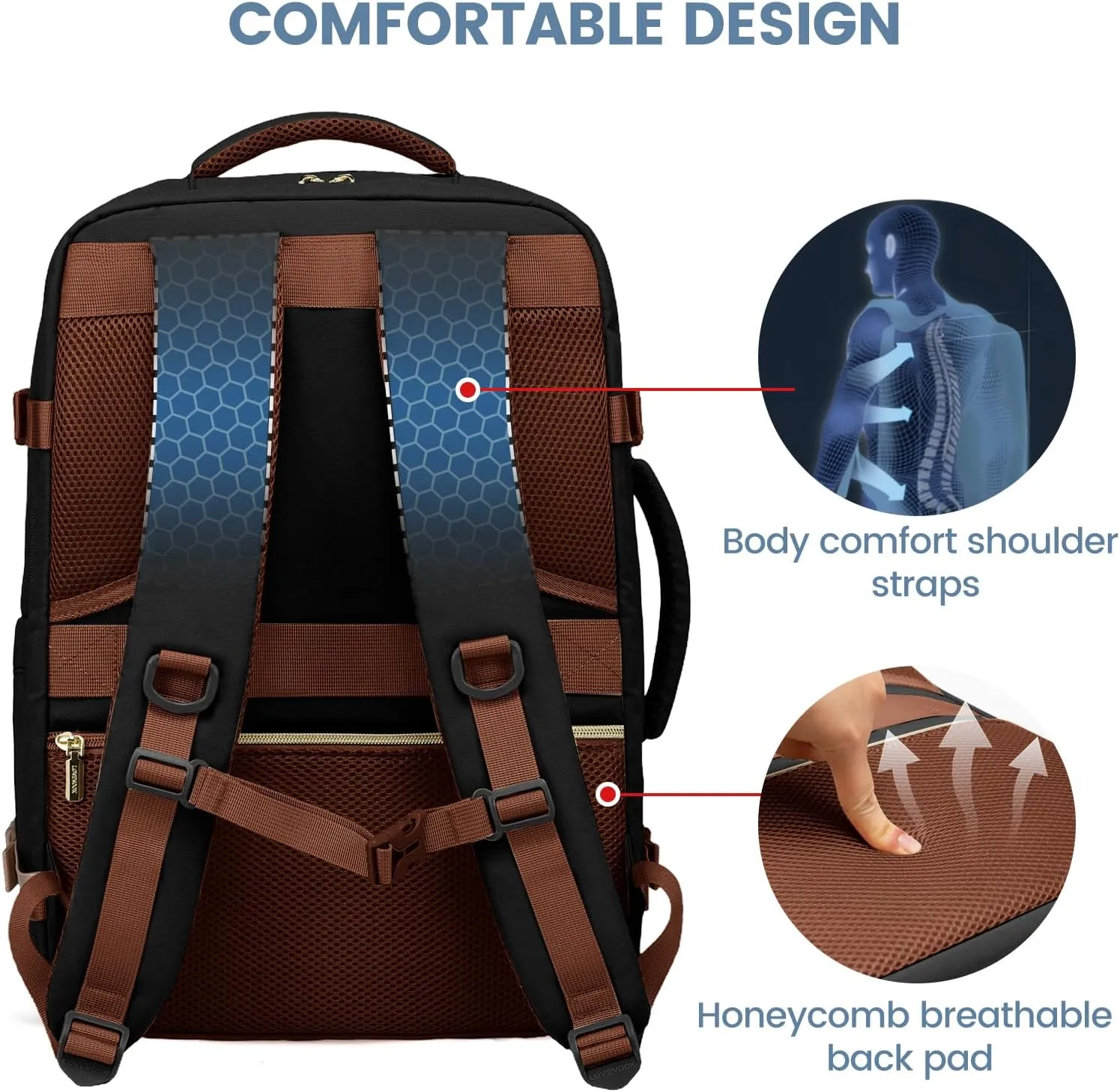 LOVEVOOK Travel Backpack For Women,50L Carry On Backpack Flight Approved,TSA Personal Item Travel Bag Fits 18 Inch Laptop,Business Weekender Overnight Daypack with Toiletry Bag and Cubes