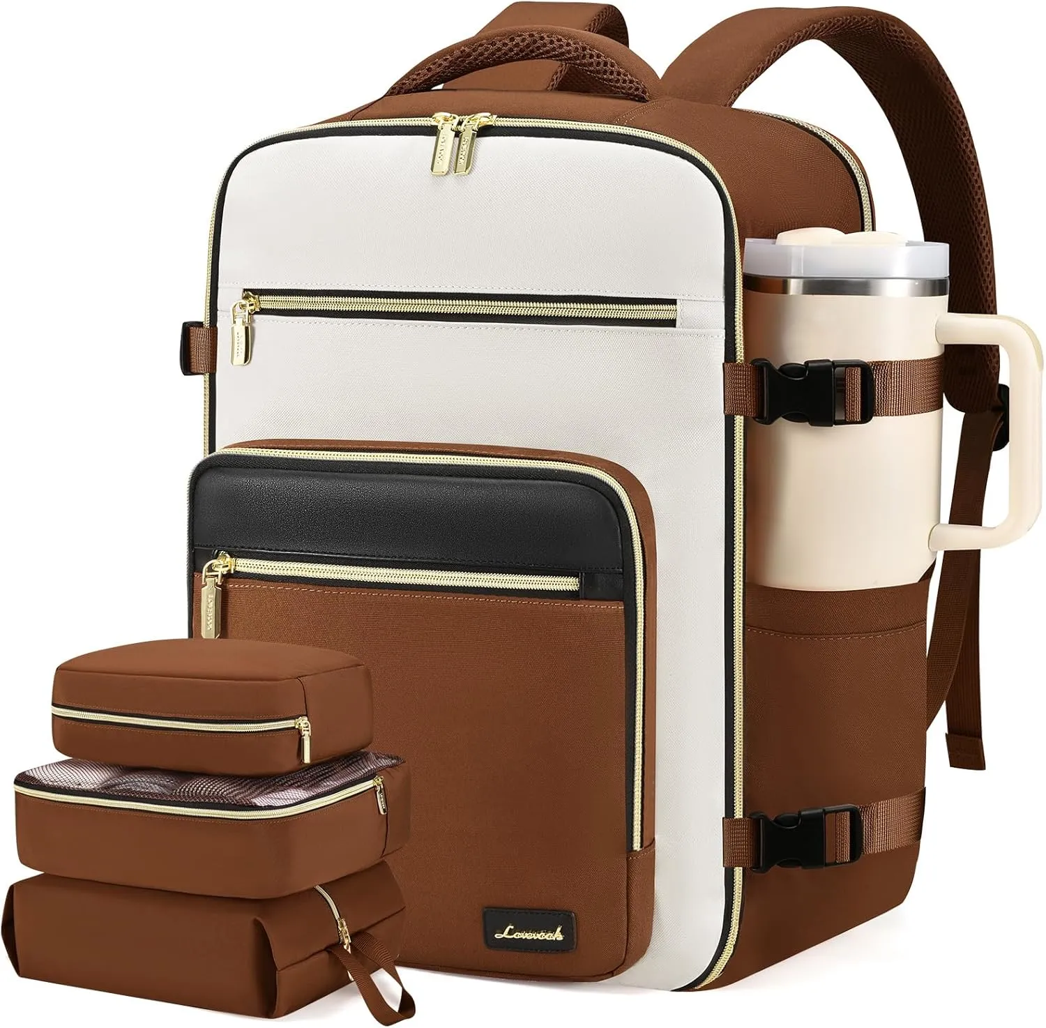 LOVEVOOK Travel Backpack For Women,50L Carry On Backpack Flight Approved,TSA Personal Item Travel Bag Fits 18 Inch Laptop,Business Weekender Overnight Daypack with Toiletry Bag and Cubes