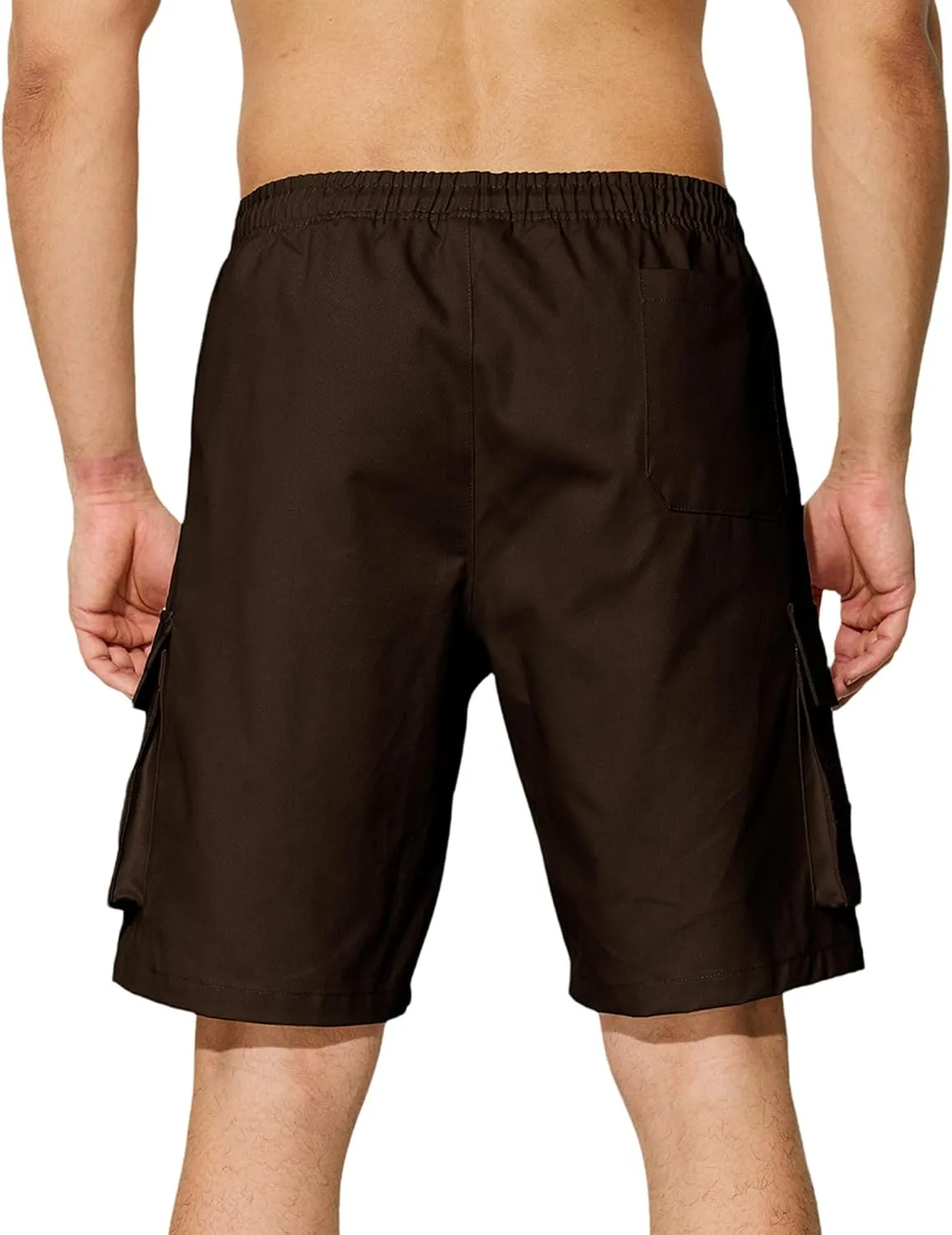 Men's Casual Cargo Shorts Drawstring Elastic Waist Summer Classic Outdoor Stretch Work Shorts with 5 Pockets